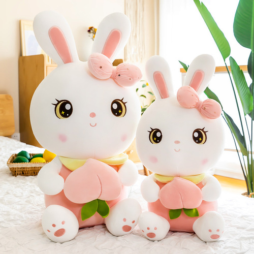 New Cute White Rabbit Plush Toy Peach Rabbit Rag Doll Rabbit Doll Pillow Doll Birthday Gift