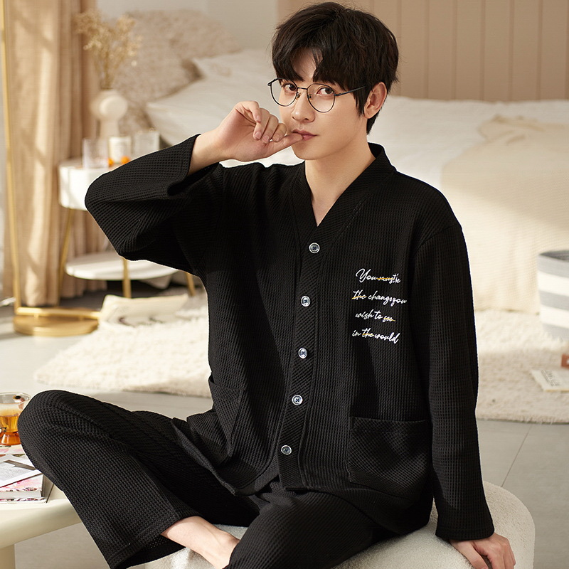 Pijamas de pareja Jiaocaimeng, algodón para primavera y otoño, nuevo estilo 2025, ropa de casa informal para hombre y mujer, estilo europeo y americano