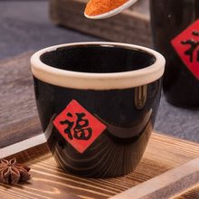 水缸老式土陶创意小福字缸小酱缸福缸调料调味缸陶瓷酒店辣椒盐缸