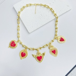 European and American fashion retro Gothic horseshoe drop oil love necklace hollow butterfly necklace assembled female pendant wholesale