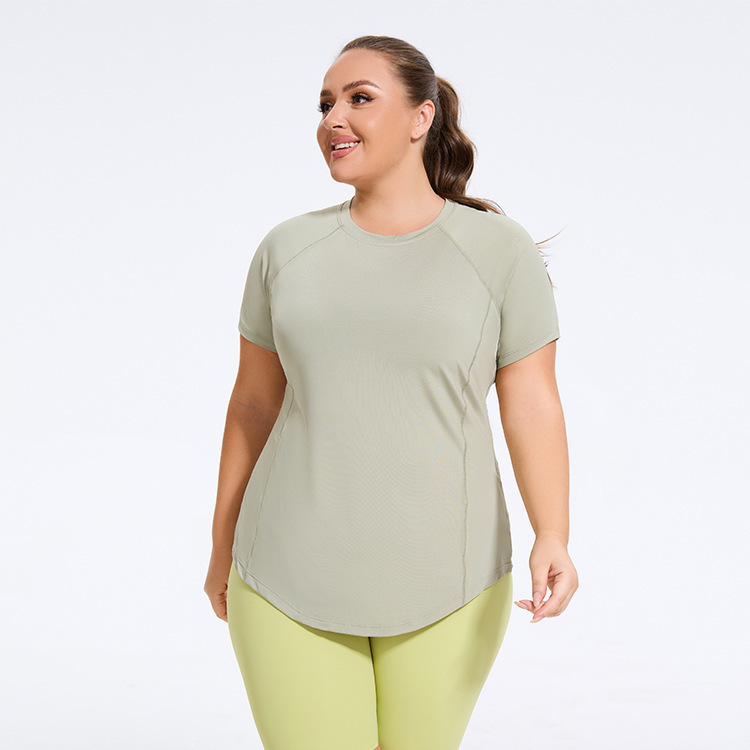 European and American plus size Loose Sports Top Women's T-shirt Quick-drying Clothes Breathable Slimming Fitness Clothes Running Yoga Clothes Short Sleeve European and American plus size Loose Sports Top Women's T-shirt Quick-drying Clothes Breathable Slimming Fitness Clothes Running Yoga Clothes Short Sleeve