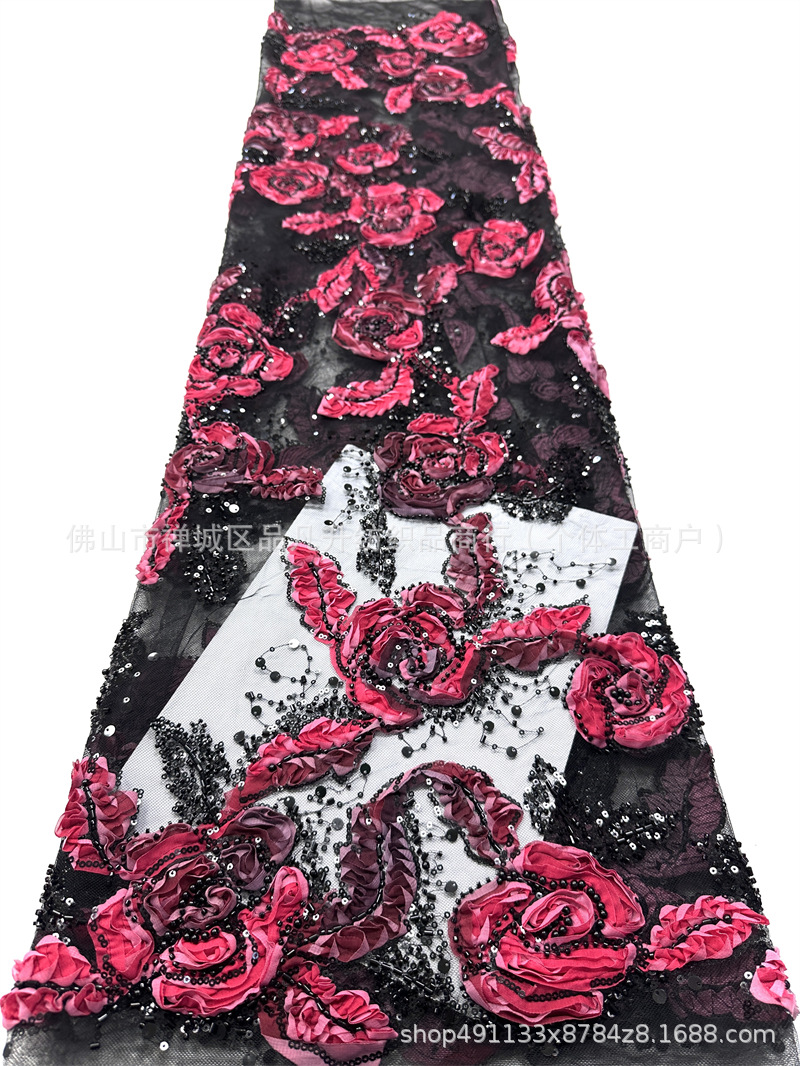 Moda francesa retrógrada de ancho lleno con tela de encaje bridal sequins lace fabric
