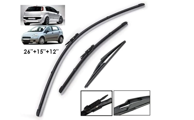 Suitable for Fiat Grande Punto 2005-2011 windshield wiper front and rear wipers (Wiper) - grande-punto-2005-2011-26inch-15inch-12inch
