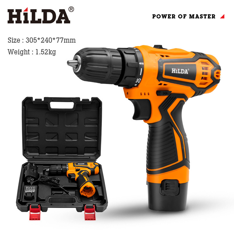 Hilda fábrica directa hogar herramienta eléctrica Taladro eléctrico de litio multi-función recargable taladro de mano tornillo eléctrico