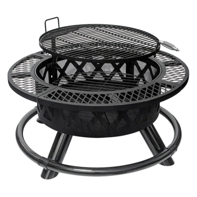 El patio puede girar la parrilla de barbacoa de elevación de doble capa, la estufa de carbón redonda, el horno de té, la fiesta de la hoguera