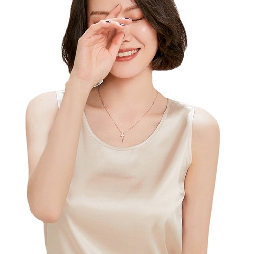 Silk camisole women's vest loose solid color summer top sleeveless satin summer short mulberry silk suit inner