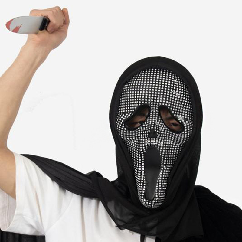 Halloween nuevo fantasma muñeca muñeca grita disfraces de baile accesorios con taladro cráneo muñeca cabeza cubierta