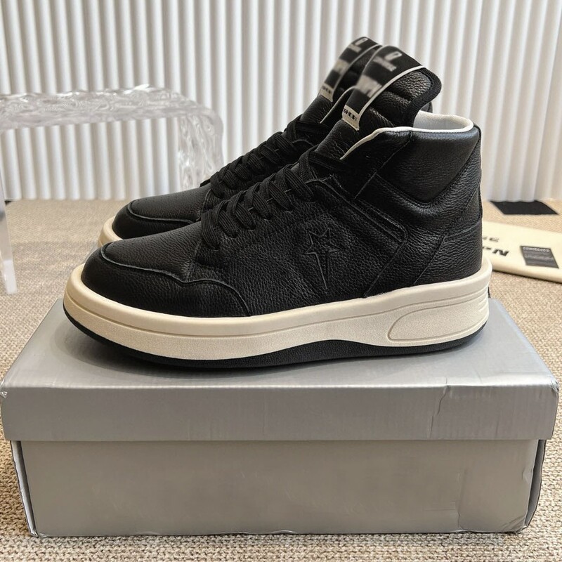 Meiqi Converse Ro Joint High-Top Shoes Genuine Leather Rick Thick Sole Heightening Versatile Casual Sneakers Short Boots 172342C