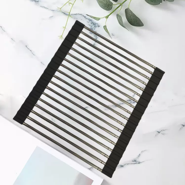 不锈钢圆管可折叠可伸缩水槽沥水架 蔬菜水果碗碟沥水置物架