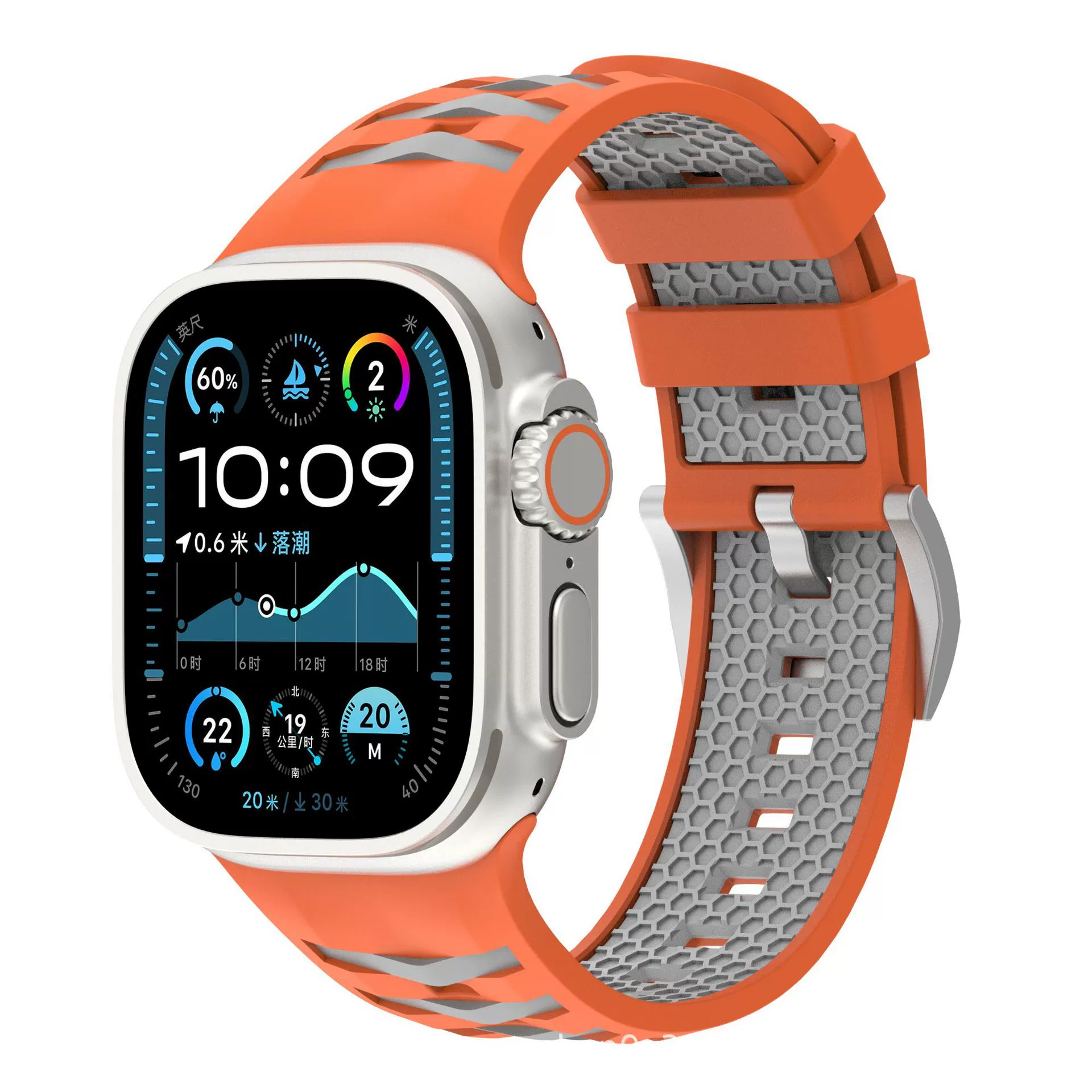 Применимо к высококачественному силиконовому ремешку Apple watch из нержавеющей стали с серебряной пряжкой SE Ultra2 поколения AppleWatch 78910