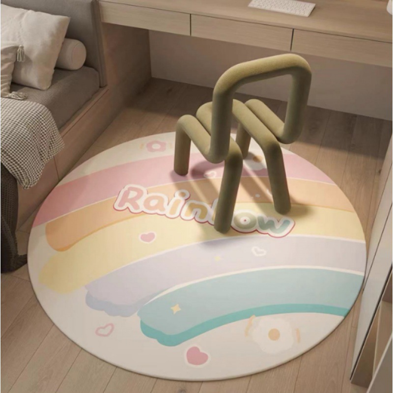만화풍 원형 카펫, 거실용 모조 캐시미어 미끄럼 방지 발매트, 심플한 서재 장식용 바닥 매트, 플러시 침실 침대 옆 담요