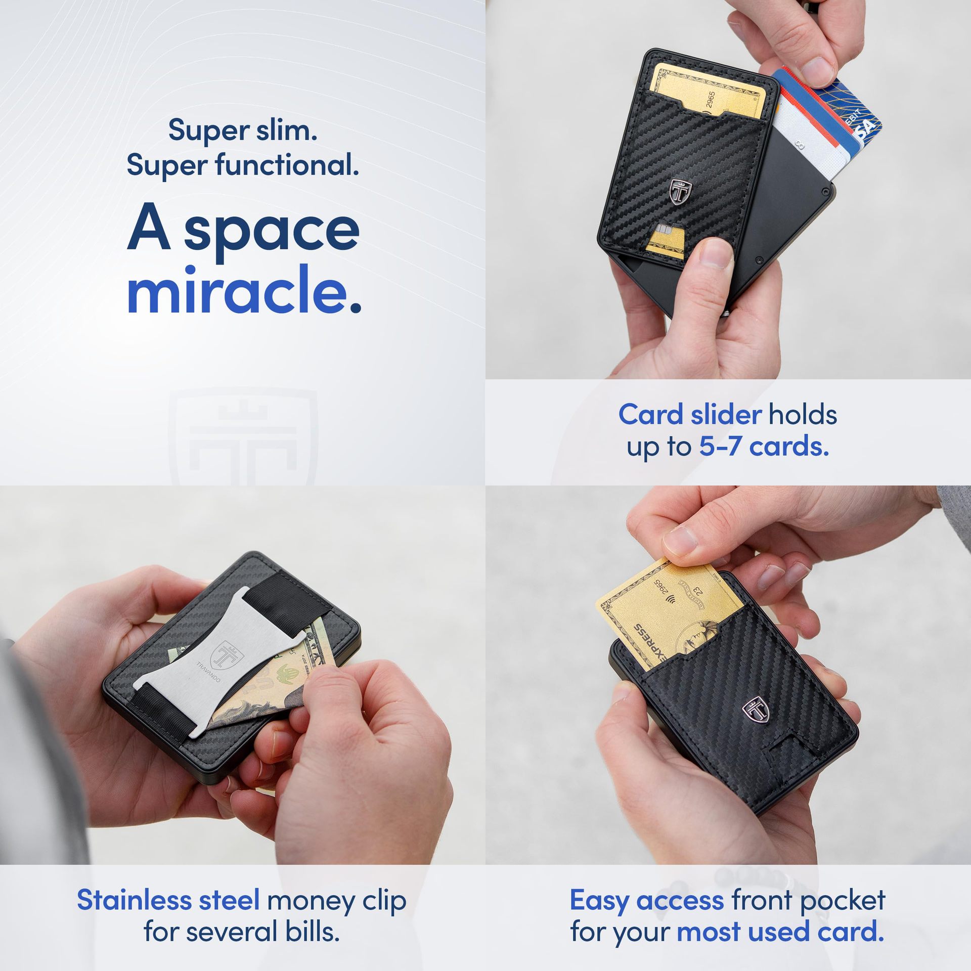 Cartera de cuero de fibra de carbono transfronteriza para hombre de cuero completo titular de la tarjeta de airtag posición de la tarjeta de gran capacidad primera capa billetera de piel de vaca hombres