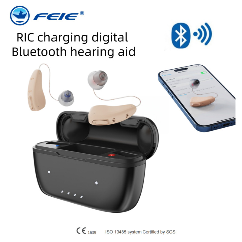 飞鹅跨境新款充电款RIC助听器对装蓝牙APP耳背助听器HEARING AID
