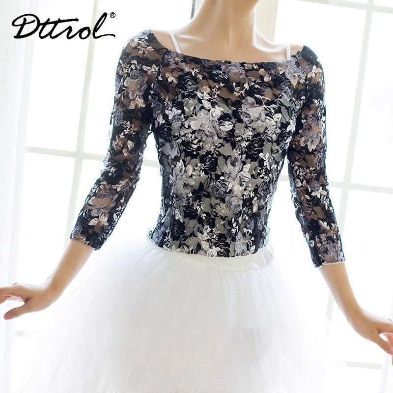 Classical dance gauze clothes adult ballet dance gauze top women's practice clothes teacher dance clothes long sleeve seven-point sleeve