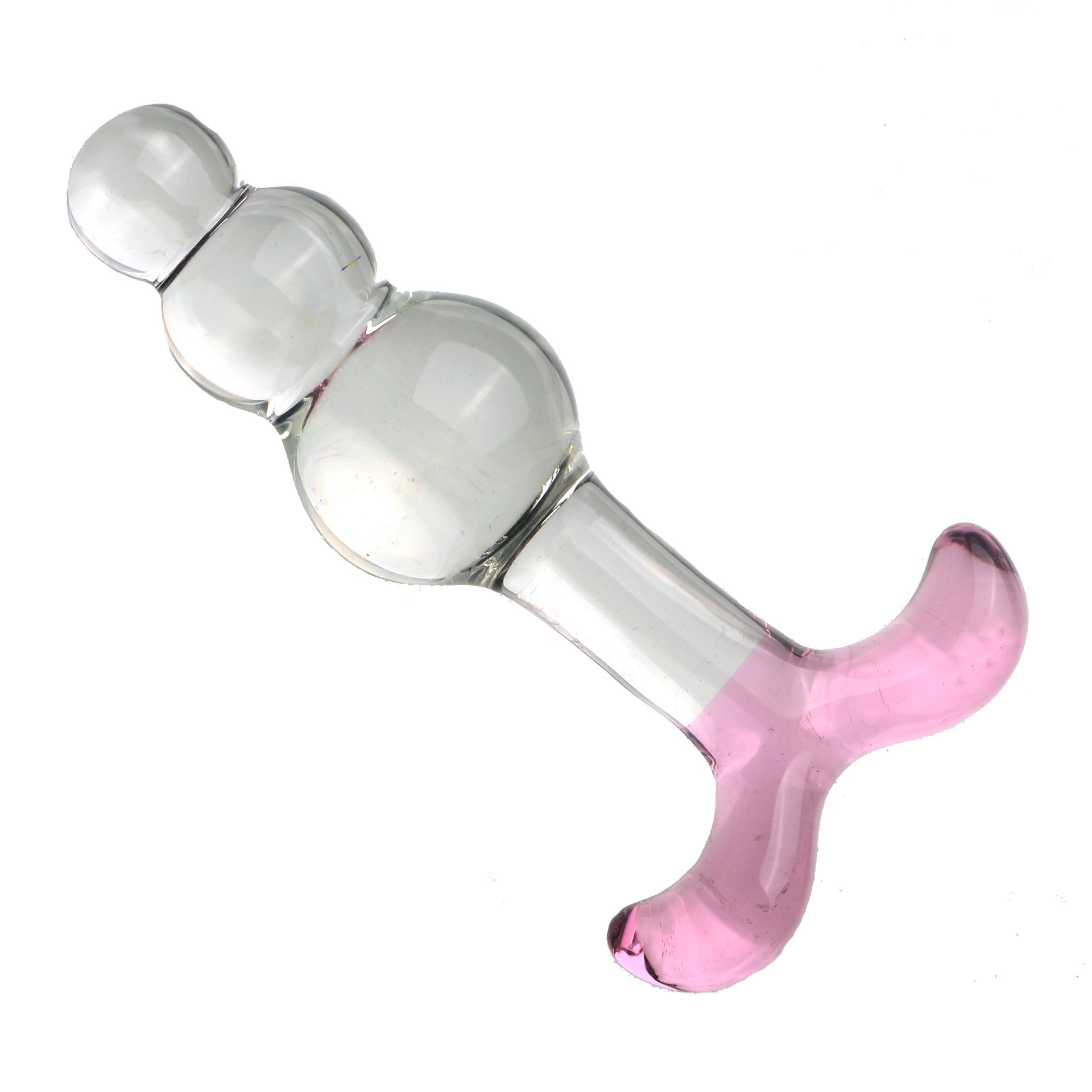 Crystal Fish Tail Anal Beads, Transparent Glass Anal Plug, Large Size — detail image 4