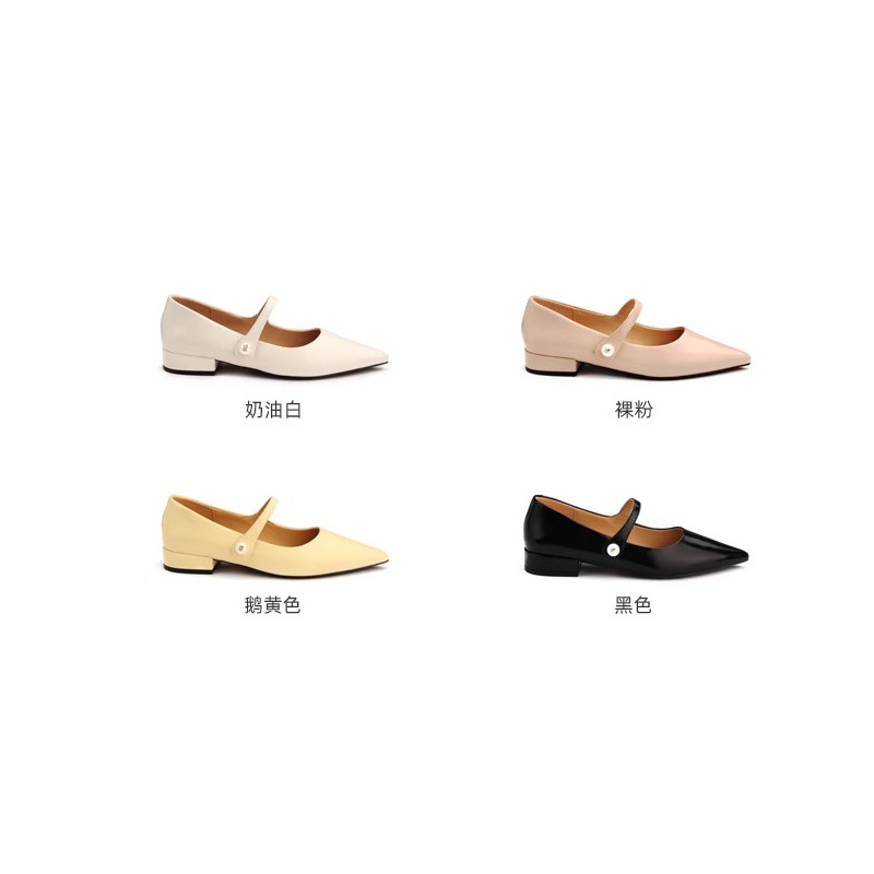 Uva mamá primavera nuevo francés retro dedo del pie puntiagudo boca baja tacón grueso zapatos de una sola capa Mary Jane zapatos de mujer