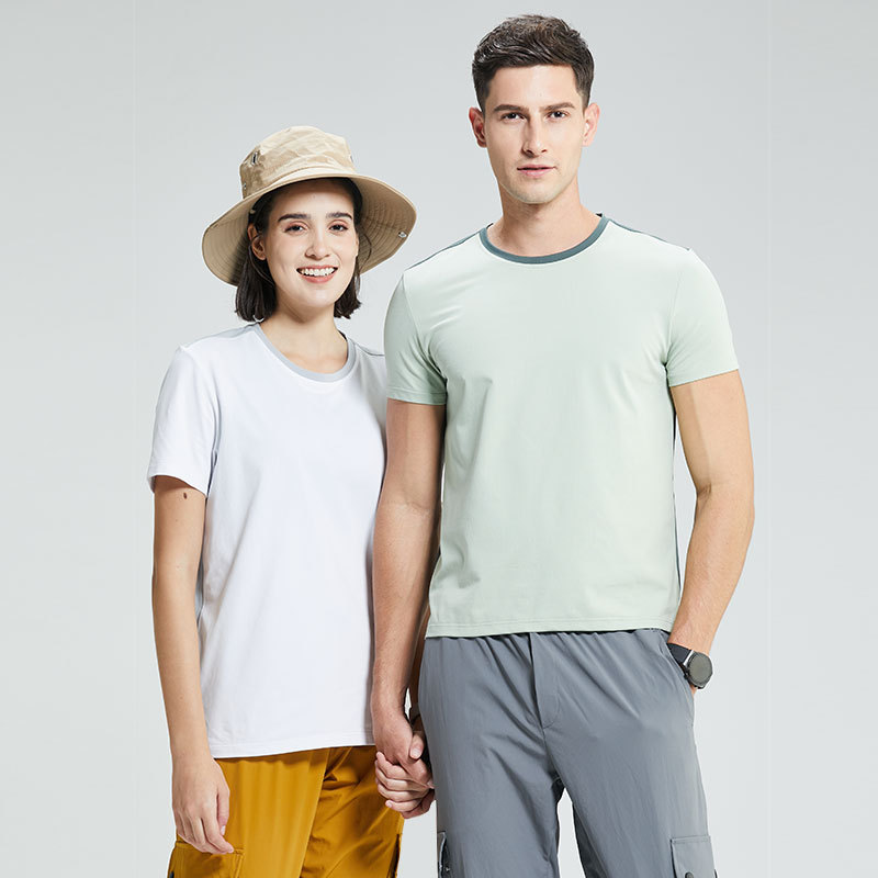 Casual contra el color de protección solar camiseta deportiva de mangas cortas ropa antibacteriana absorción de humedad y sudor al aire libre correr ropa de secado rápido para hombres