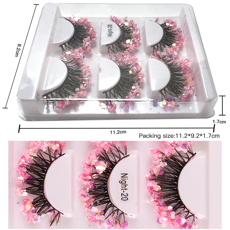 Cross-Border Luminous Sequins False Eyelashes Stage Performance Multi-Layer Thick Curl A Volume Of Colored Eyelashes Eyelash Wholesale display picture 1