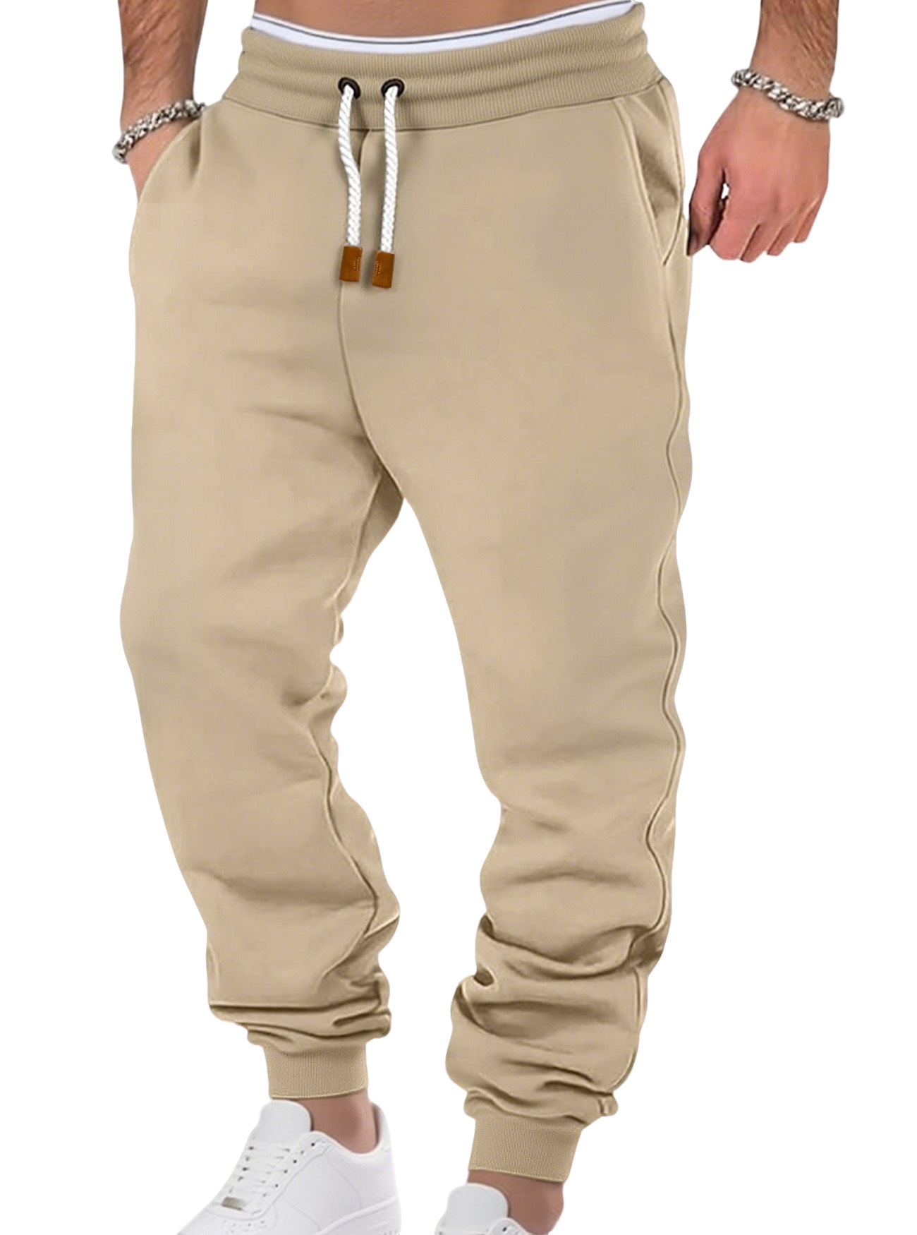 Monochrome Man- Clothing Men's Spring Autumn Solid Color Trendy Sports Casual Sweatpants European And American Loose_viptrois.com