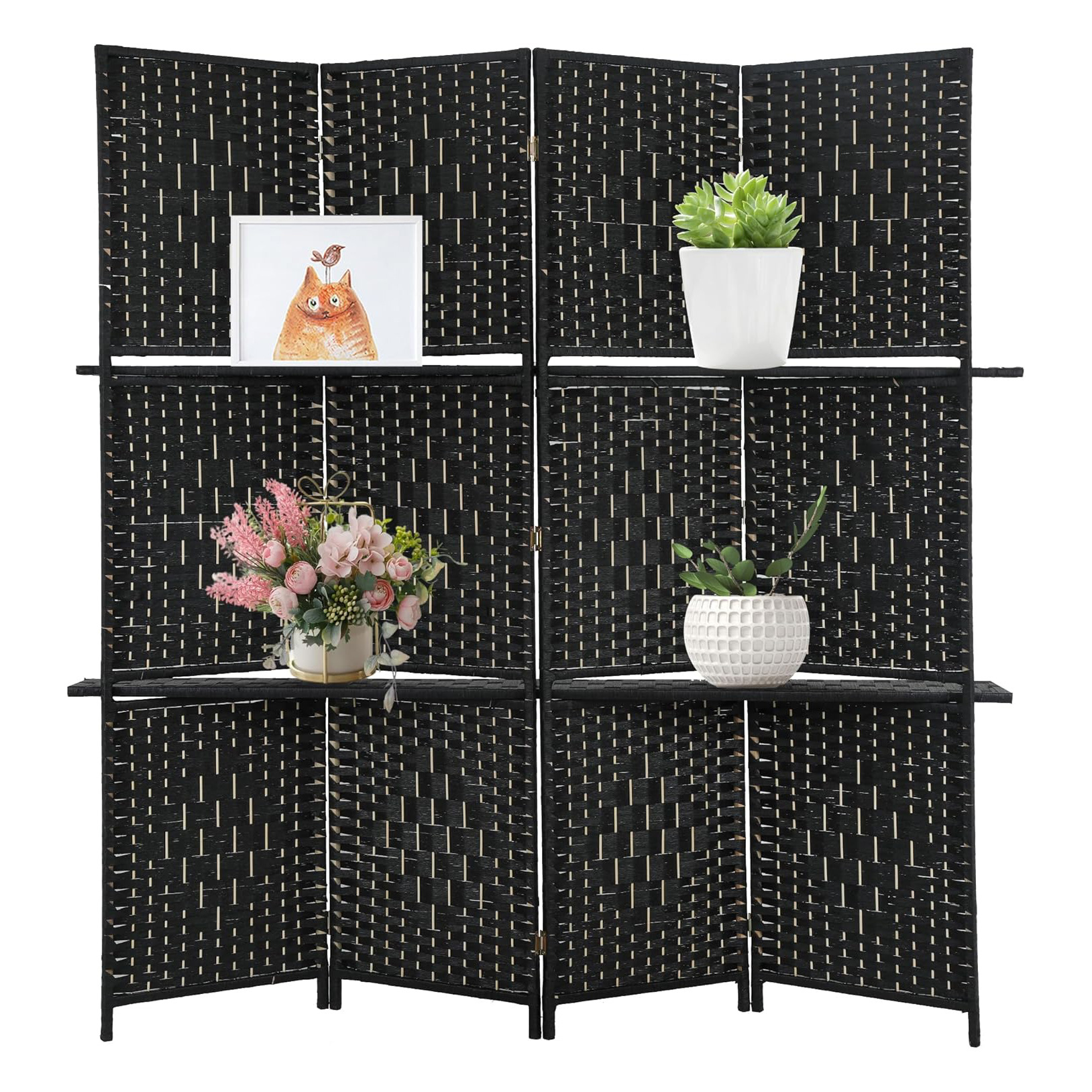 Pantalla plegable de ratán bambú hecho a mano sala de estar partición pasillo pantalla plegable Interior antiguo cualquier pantalla móvil