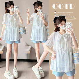 孕妇装夏季潮妈时尚新款气质宽松减龄韩版百搭减龄娃娃衫显瘦上衣