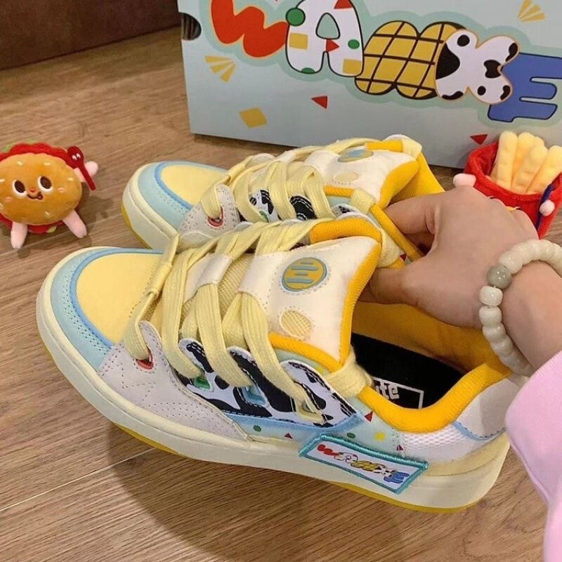 Trendy Women's Sneakers Japanese Cute Style Ins Autumn Winter New Thick-Soled Breathable Comfortable Versatile Tiktok