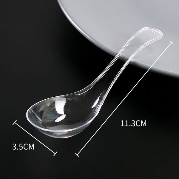 disposable plastic transparent spoon with rhinestones