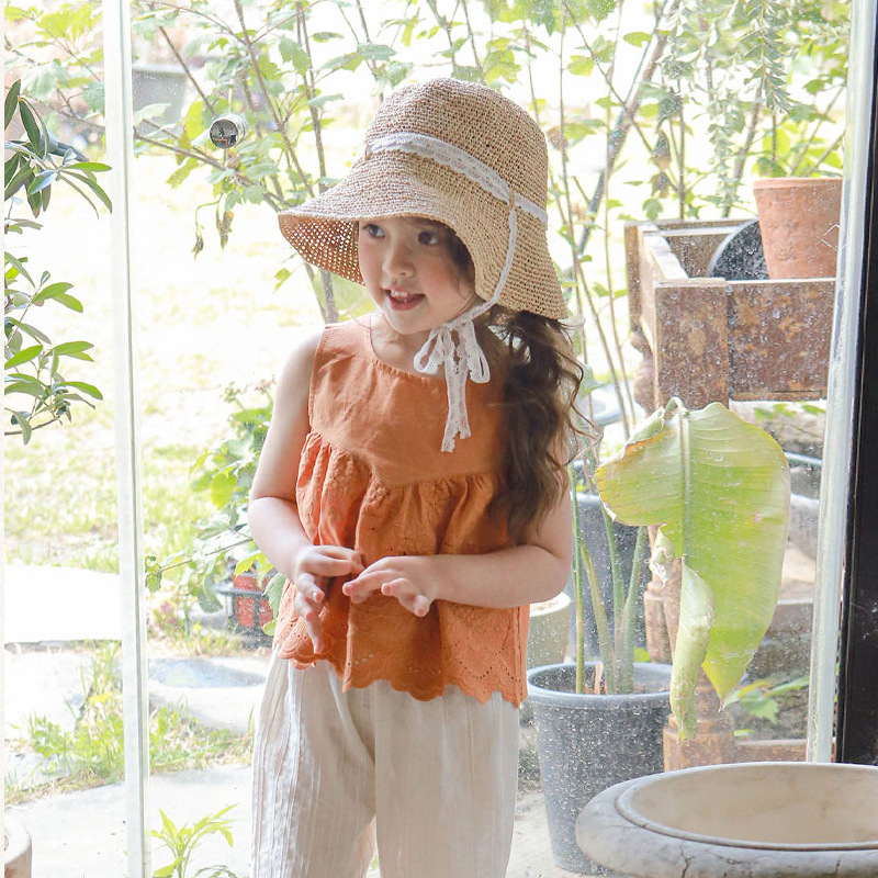 Summer Korean Children's Clothing Girls Girls Children's Fashion Lace-up Bow Camisole Ready In Stock