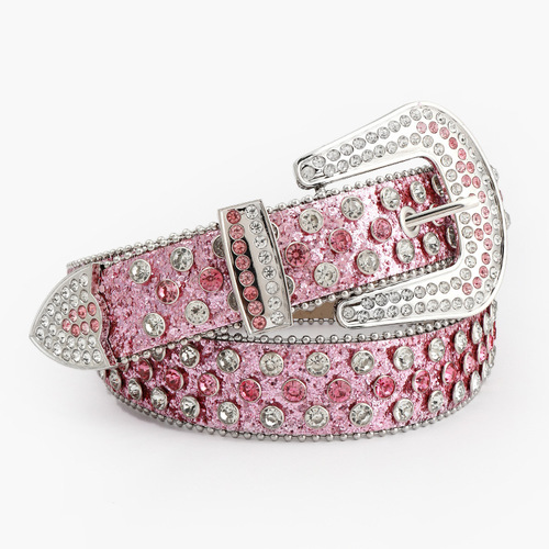 Cross-border rhinestone belt sourcing: Extra-long, colorful diamond belts for men and women, with pin buckles and embedded designs—perfect for European and American punk styles.
