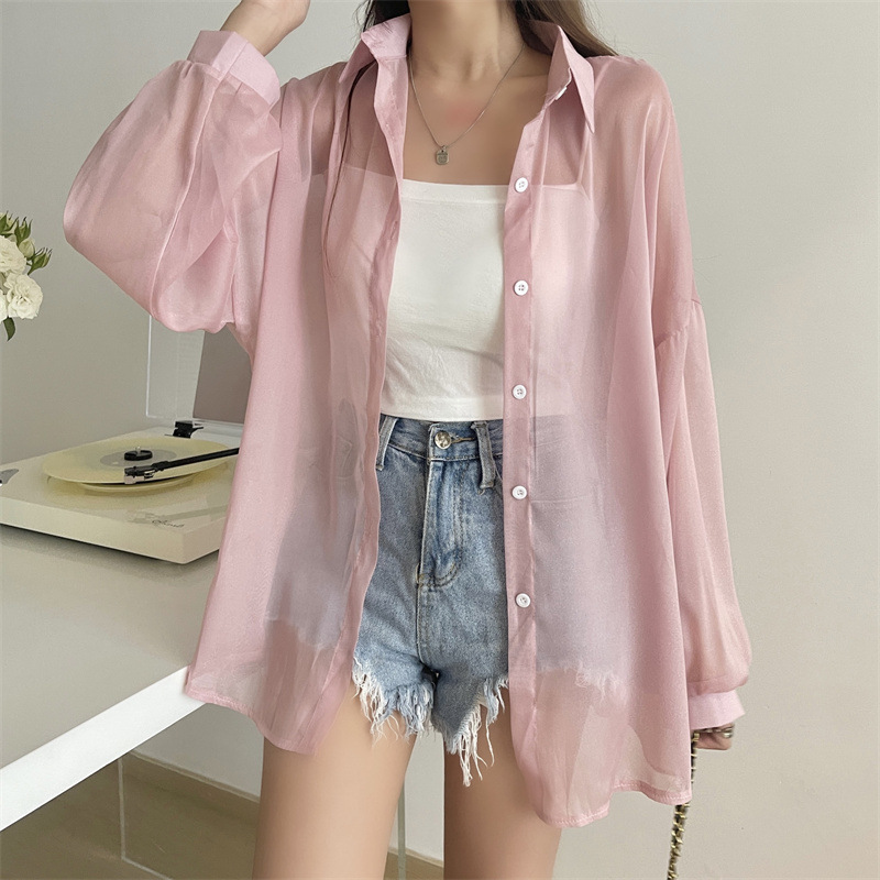112g Weight Long Sleeve Sleeve Length Single Breasted Placket Type Shirtsleeve Sleeve Type Polyester, Chiffon Fabric Type Regular Top Length Cardigan Tops Type Holiday Occasion Shirt Collar Neckline Loose Fit Type Solid Color Pattern Summer, Spring Season Women's Gender Casual Style Wholesale Women's Casual Solid Color Long Sleeve Blouses 36