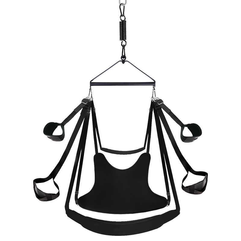 SM Suspension Swing for Couples with Metal and Webbing Construction, Black — detail image 7