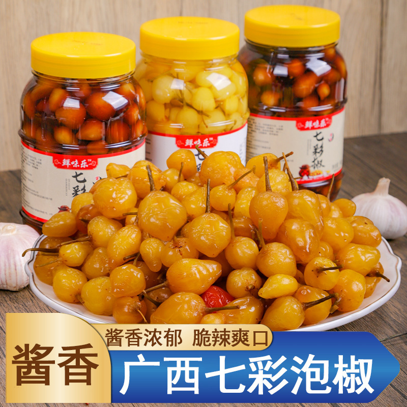 广西泡椒五彩七彩辣椒灯笼椒酱香味酸辣新鲜下饭菜酱菜大瓶装|undefined
