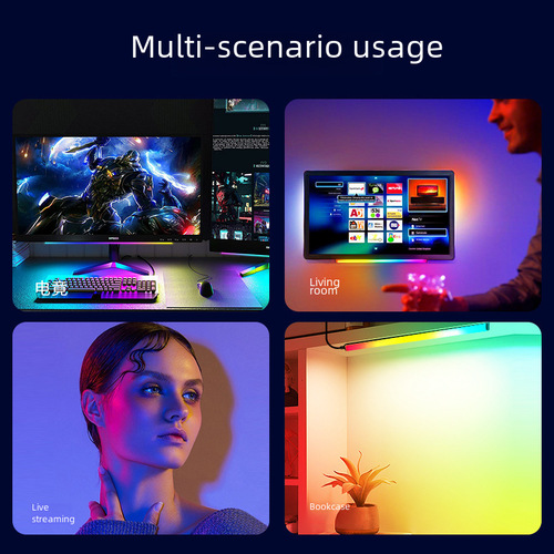 Gaming LED Light with USB Touch Screen, Hanging LED Music Atmosphere Control Light with Bluetooth, Chameleon Computer Microphone Light