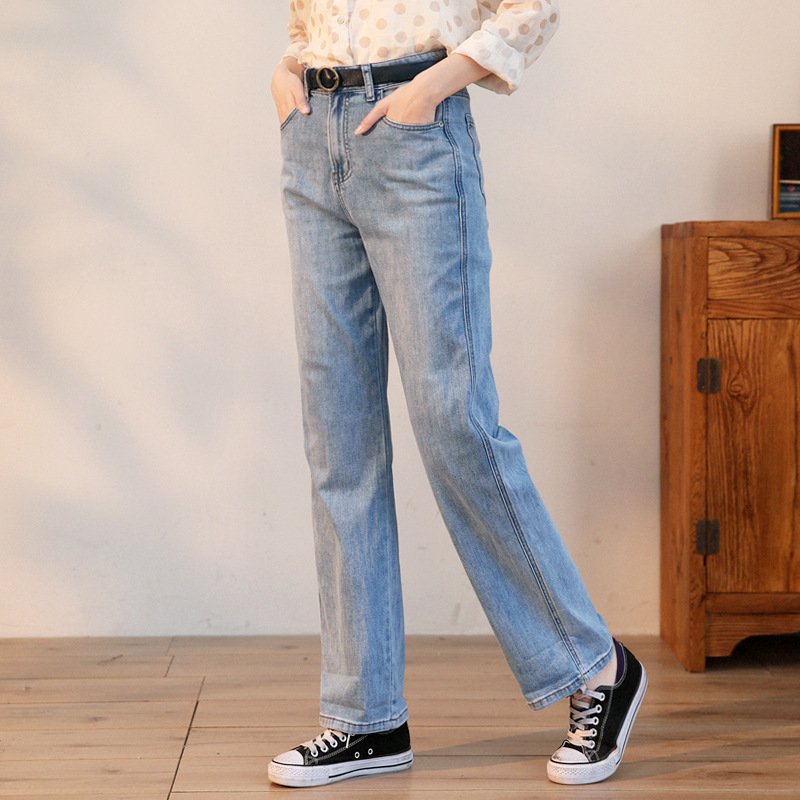 Gjcp 2026 Spring New Style Straight-Leg Versatile Wide-Leg Jeans for Women High-Waisted Loose Casual Long Pants