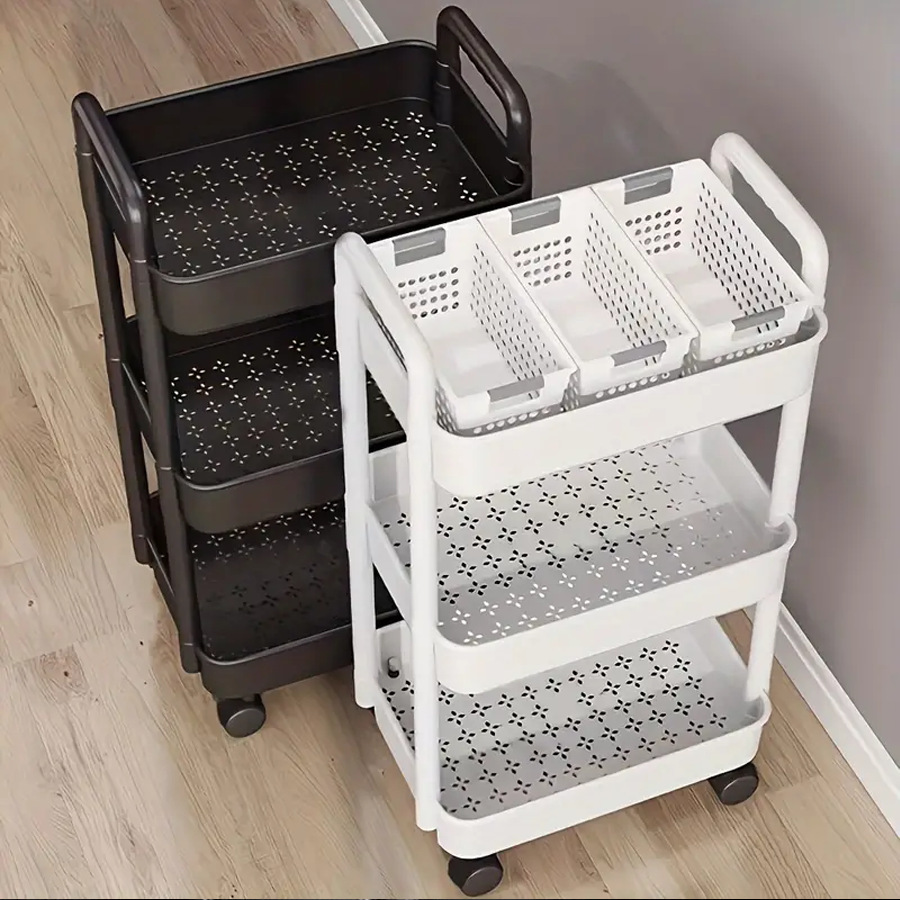 Trolley Storage Rack Floor-Standing Kitchen Vegetable Basket Multi-Layer Mobile Bathroom Toilet Bedside Snack Storage Bookshelf