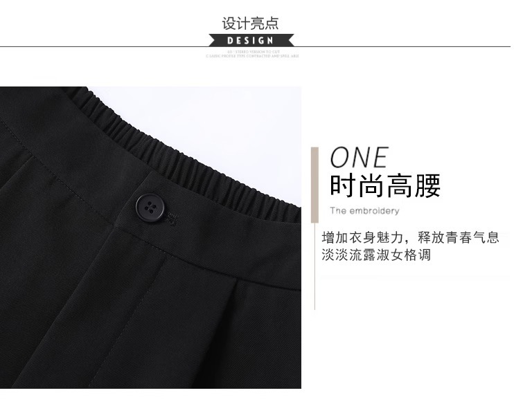 Quần short nữ cạp cao dáng chữ A ống rộng mùa hè — Màu đen (gửi thắt lưng xoắn khóa ngẫu nhiên) chi tiết 10