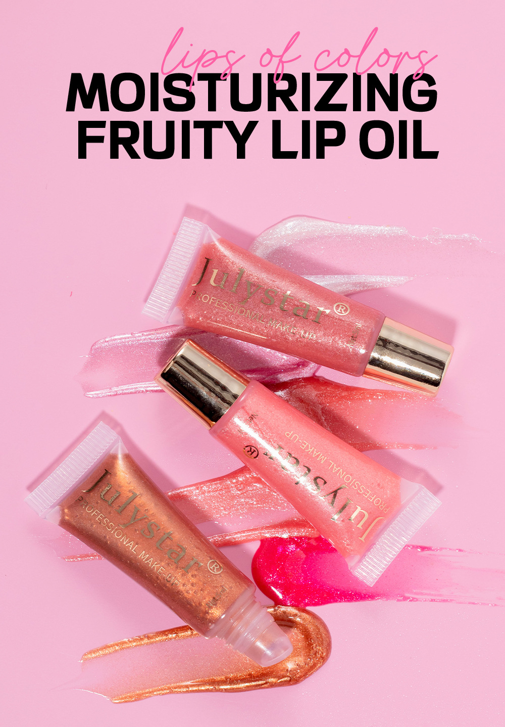 Julystar Moisturizing and Hydrating Pearlescent Lip Gloss Long-lasting Water Repellent Lip Oil Easy to Color Lip Makeup wholesale Specification drawing