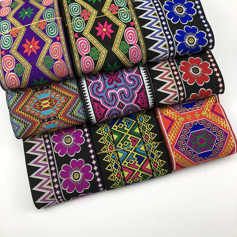 现货供应10CM壮锦图案纹样花边织带广西壮族传统文化少数民族辅料