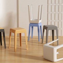 北欧轻奢塑料凳子加厚可叠放家用客厅餐桌备用餐凳软包方凳极简风