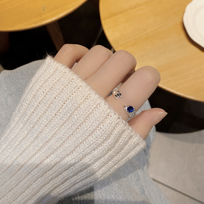 Fashion Geometric Sterling Silver Zircon Open Ring 1 Piece