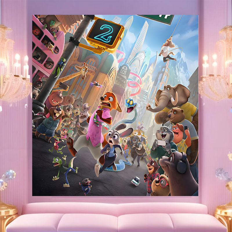 20 * 20 Crazy Zoo City pintura digital a mano diy dibujos animados pintura a mano Judith Decoration