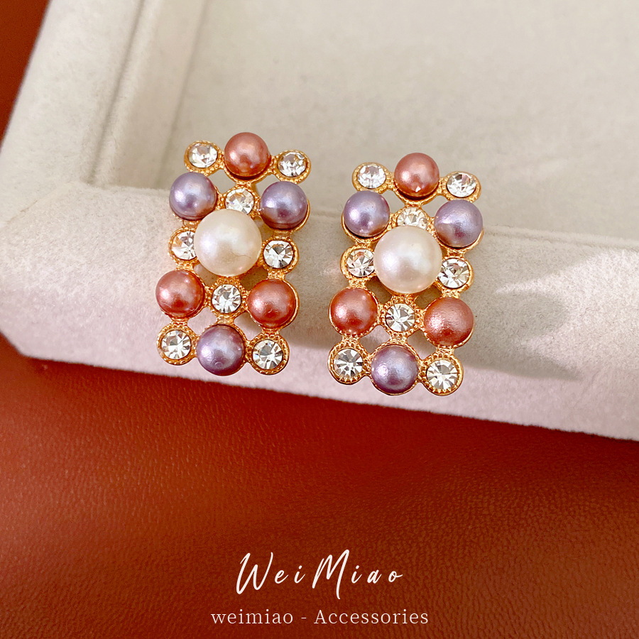 Medieval vintage diamantes cuentas pendientes de perlas ligero lujo nicho cadena clavícula exquisita conjunto de joyas mujeres