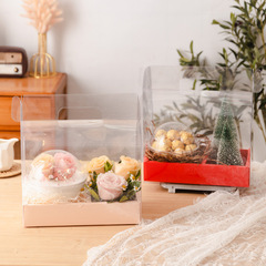 聖誕兒童節4寸蛋糕手提包裝盒蛋糕鮮花手提禮盒花藝禮物戒指透明