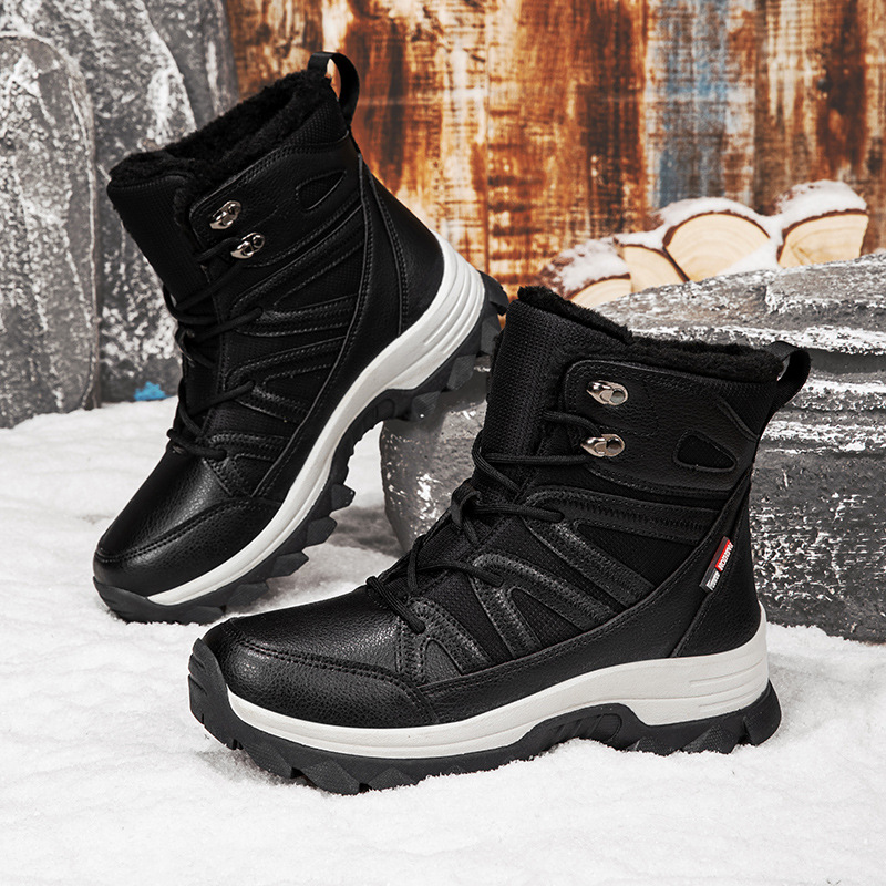 Botas de nieve al aire libre transfronterizas, zapatos de algodón impermeables y antideslizantes de invierno para mujeres con suela gruesa y terciopelo grueso para calentar el noreste de algodón bajo cero