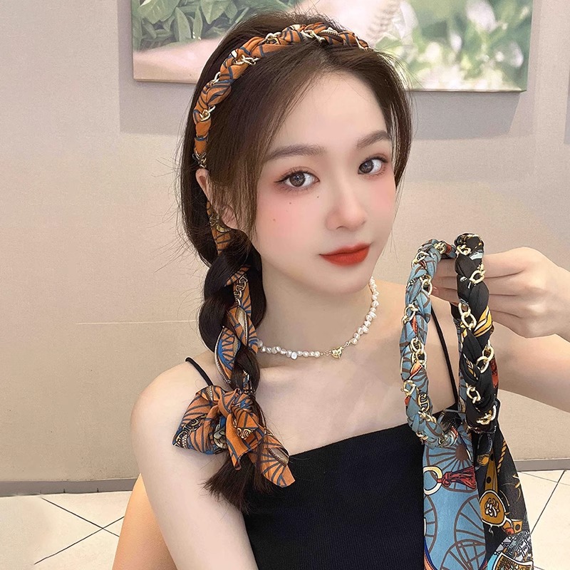 Retro satén trenzado correa de cabello para mujeres cráneo alto correa de cabello de cabeza francesa con correa de cabello integral con correa de cabello de cabeza