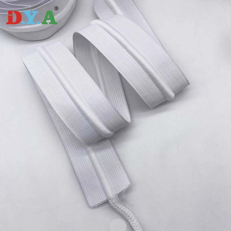 4cm钩编抽绳松紧带运动裤系列腰头弹力带可调节中间夹绳橡筋拉