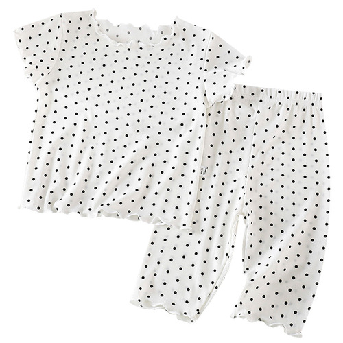 Summer Girls' Outer Short Sleeve Polka Dot Set Baby Summer Outfit Two-Piece Stylish Korean Version Air Conditioning Clothes New Home