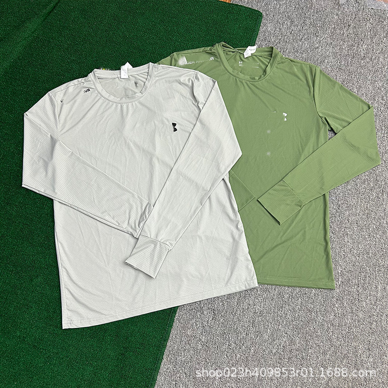 Otoño y invierno al por mayor camiseta deportiva de cuello redondo de manga larga para hombres corriendo entrenamiento de acondicionamiento físico ocio base