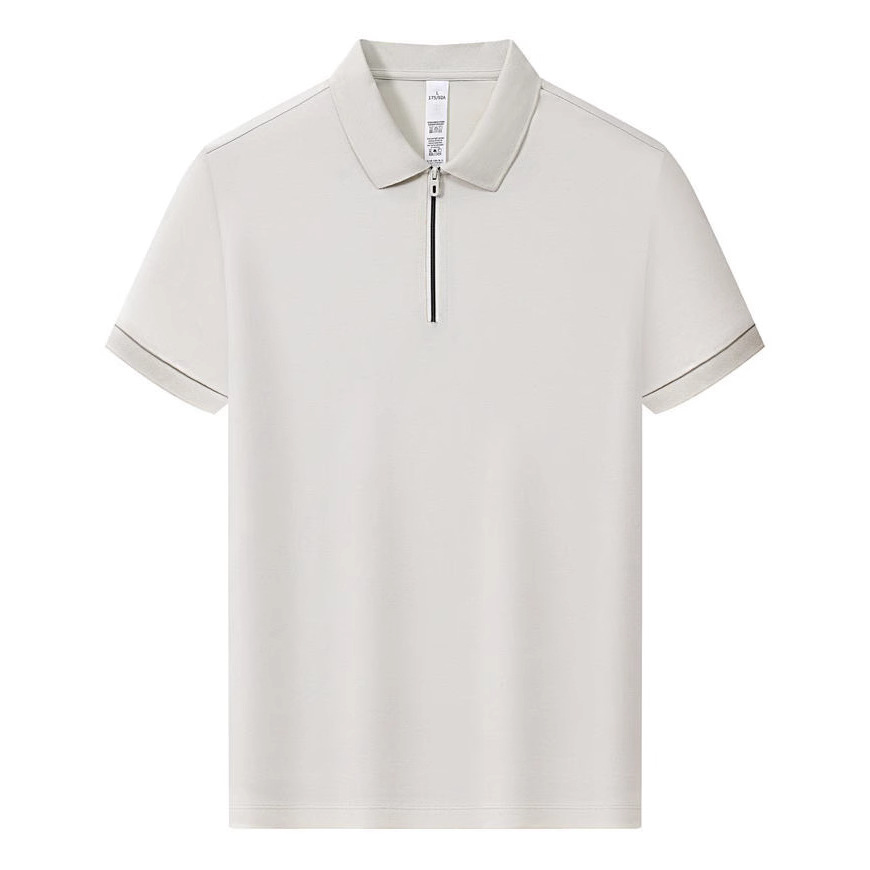 Summer Thin White Half-Zip Polo Shirt Sports Men's Short-Sleeved Business Casual Lapel Shirt