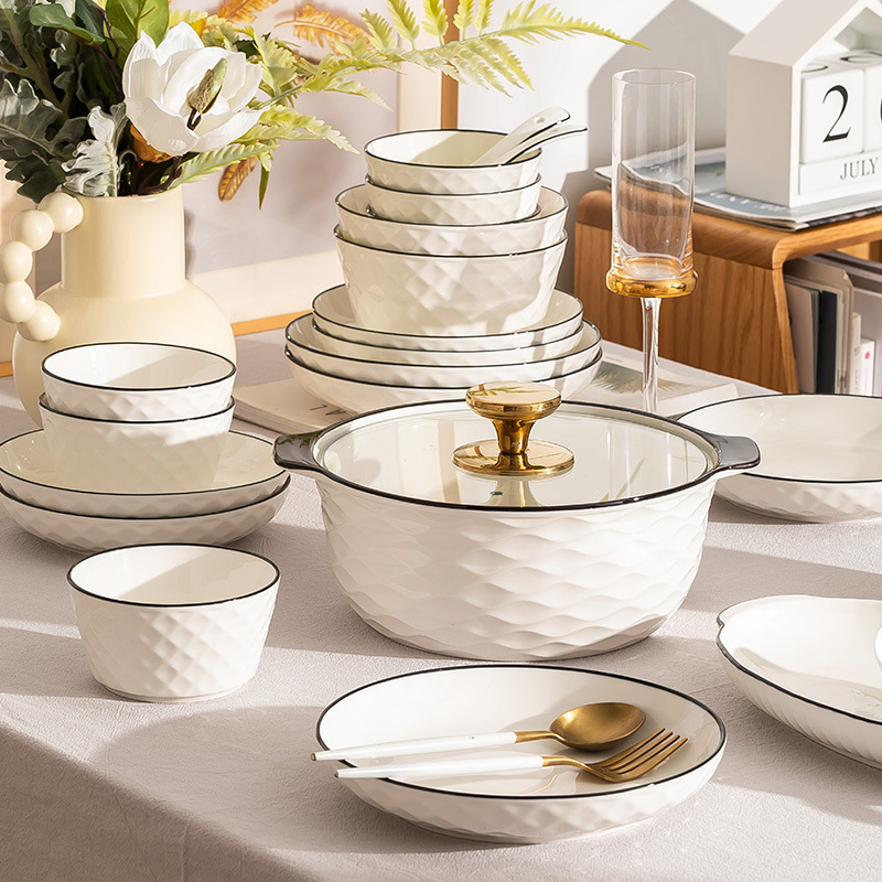 Bowl and dish suit household wholesale simple European tableware ceramic rice bowl plate bowl and chopsticks Bowl set 2022 New